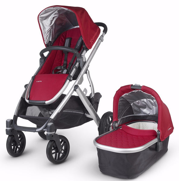 uppababy vista stroller 2015 denny red 2015 UPPAbaby VISTA Convertible Stroller - Aluminum Silver Frame