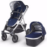 UPPAbaby 2015 VISTA - Aluminum Silver Frame Convertible Stroller Indigo Blue